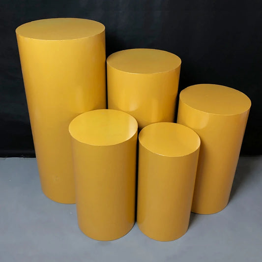 5pc White Cylinder Pedestal Cake Stand Set gold by HitMyNeed