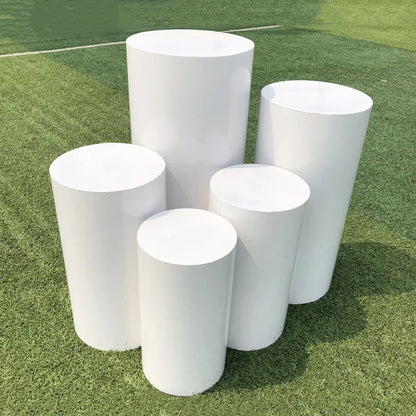 5pc White Cylinder Pedestal Cake Stand Set white by HitMyNeed