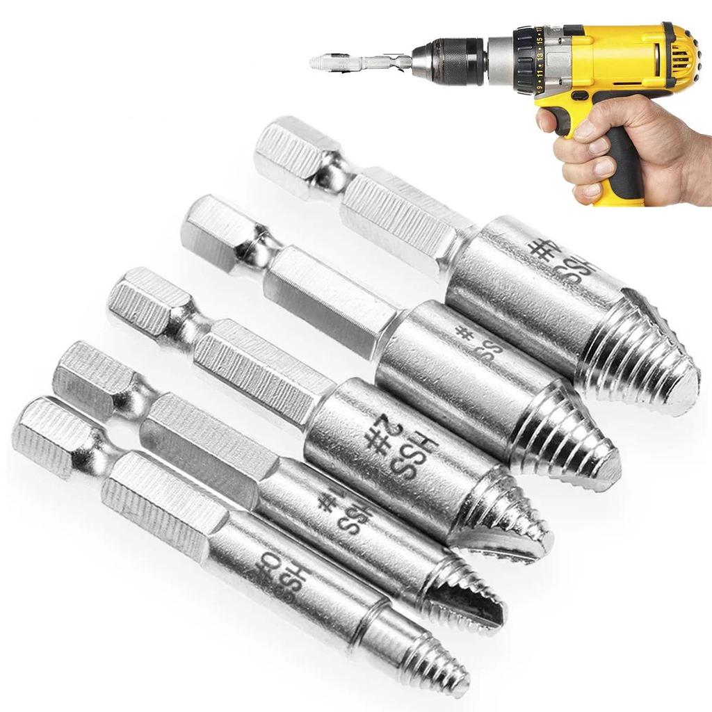 5Pcs Damaged Screw Extractor Drill Bit Set HSS by HitMyNeed
