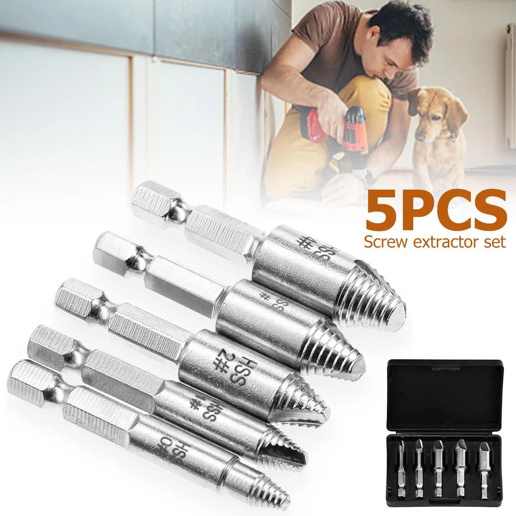 5Pcs Damaged Screw Extractor Drill Bit Set HSS by HitMyNeed