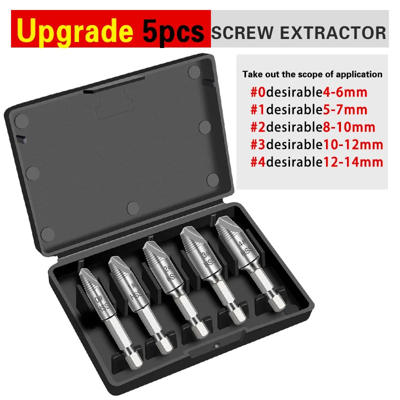 5Pcs Damaged Screw Extractor Drill Bit Set HSS silver by HitMyNeed