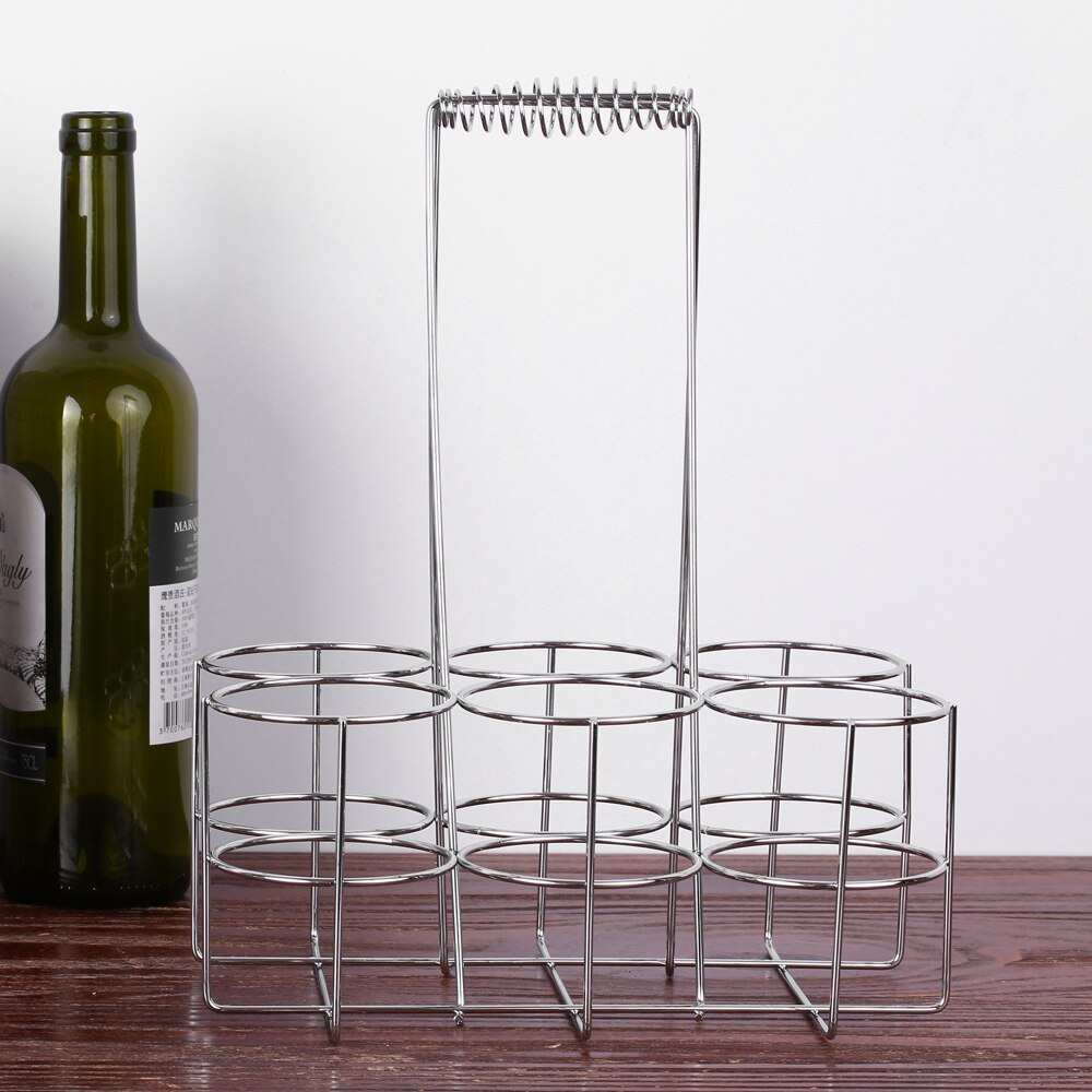 6-Bottle Beer Carrier Basket - Iron Bottle Holder silver-s by HitMyNeed