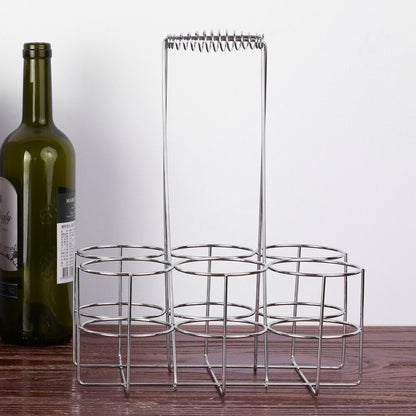 6-Bottle Beer Carrier Basket - Iron Bottle Holder silver-s by HitMyNeed