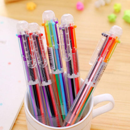 6-Color Retractable Ballpoint Pen for School & Office by HitMyNeed