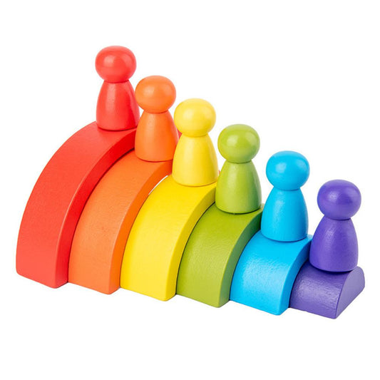 6-Color Wooden Stacking Rainbow Toy Set by HitMyNeed