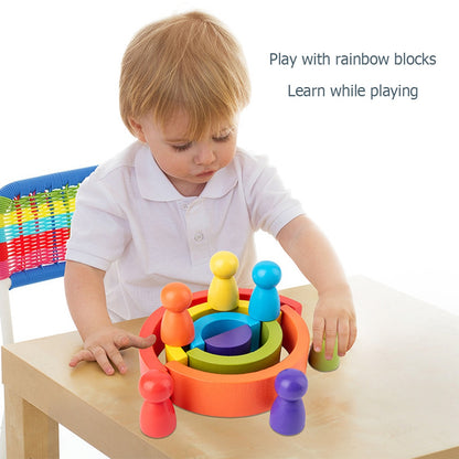 6-Color Wooden Stacking Rainbow Toy Set by HitMyNeed