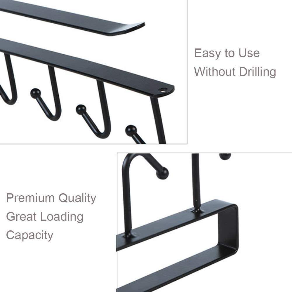 6 Hook Under Shelf Mug Holder Rack - Black & White by HitMyNeed