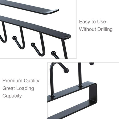 6 Hook Under Shelf Mug Holder Rack - Black & White by HitMyNeed