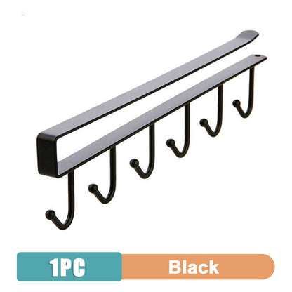 6 Hook Under Shelf Mug Holder Rack - Black & White g573a by HitMyNeed