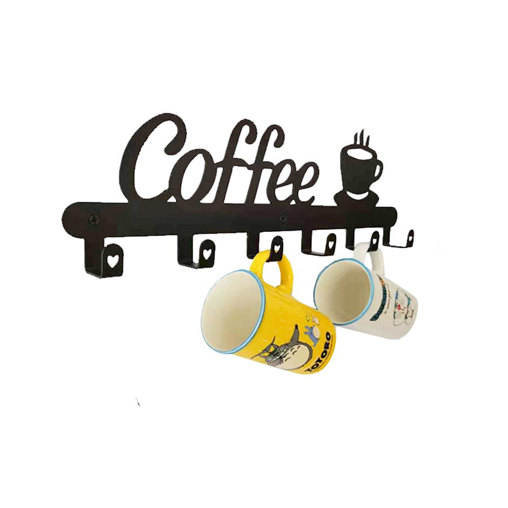 6-Hook Wall Mounted Mug Rack for Coffee Stations by HitMyNeed