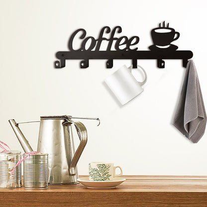 6-Hook Wall Mounted Mug Rack for Coffee Stations by HitMyNeed