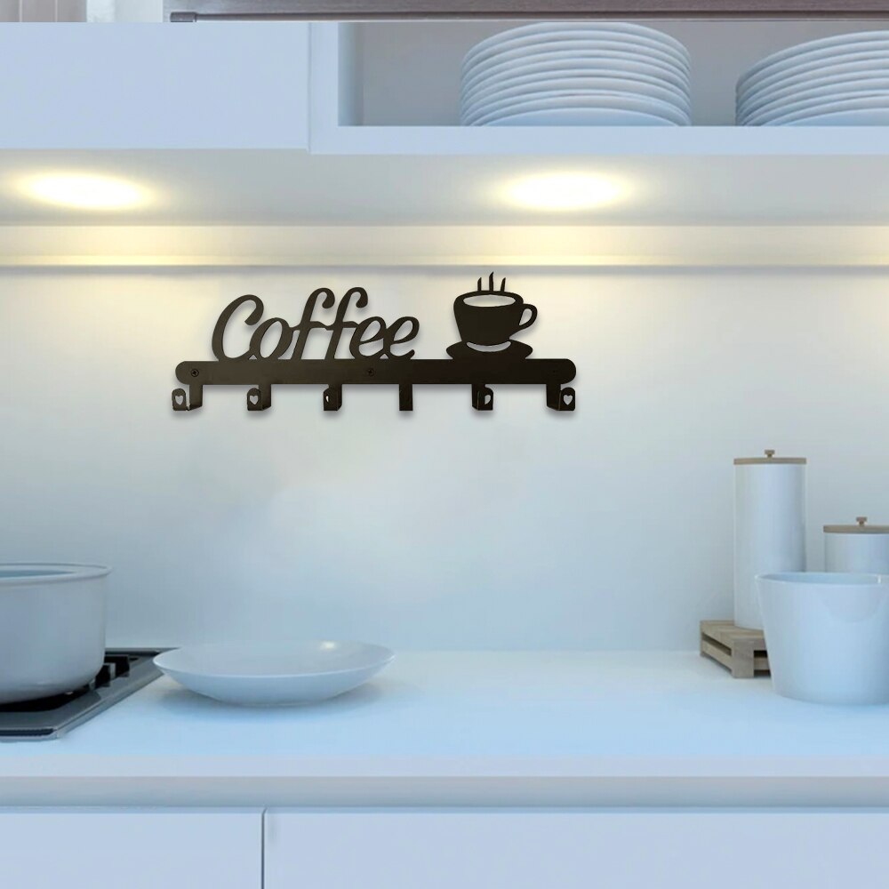 6-Hook Wall Mounted Mug Rack for Coffee Stations by HitMyNeed
