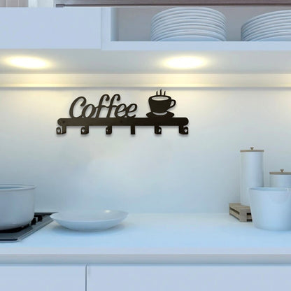6-Hook Wall Mounted Mug Rack for Coffee Stations by HitMyNeed