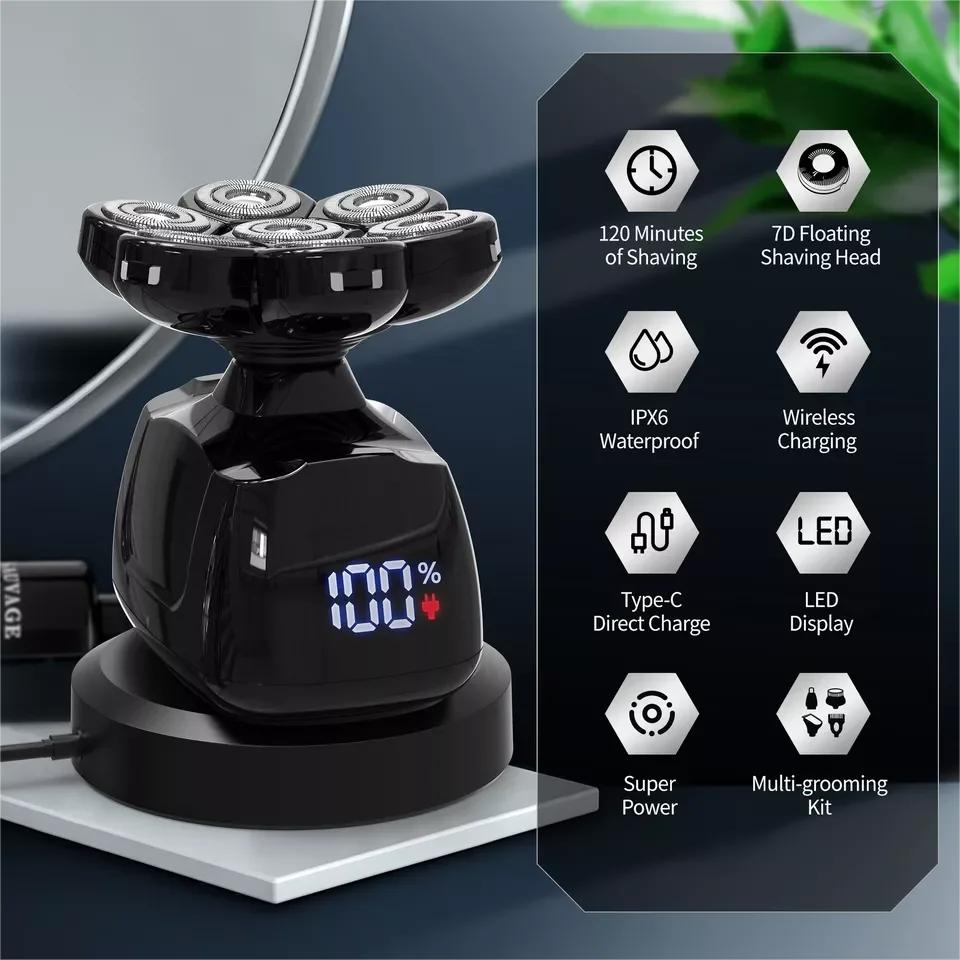 6-in-1 7D Bald Head Shaver & Grooming Kit for Men by HitMyNeed