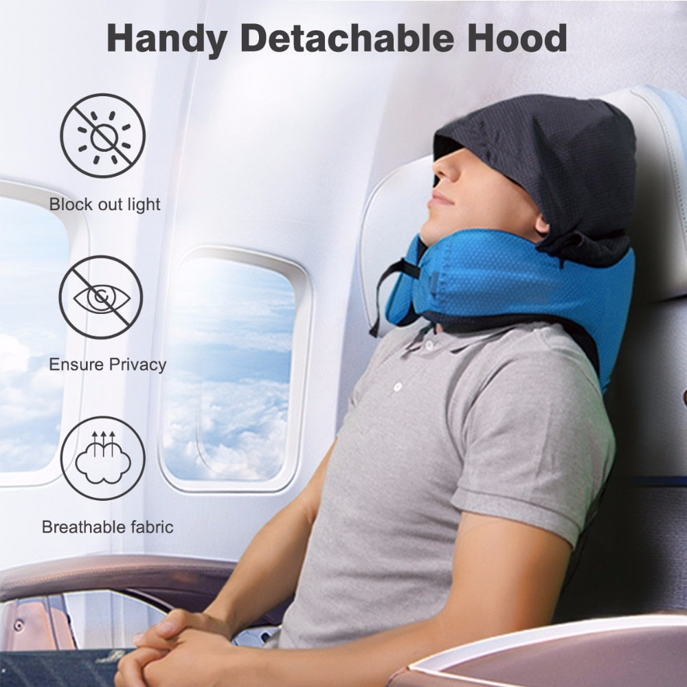 6-in-1 Hooded Memory Foam Travel Neck Pillow by HitMyNeed