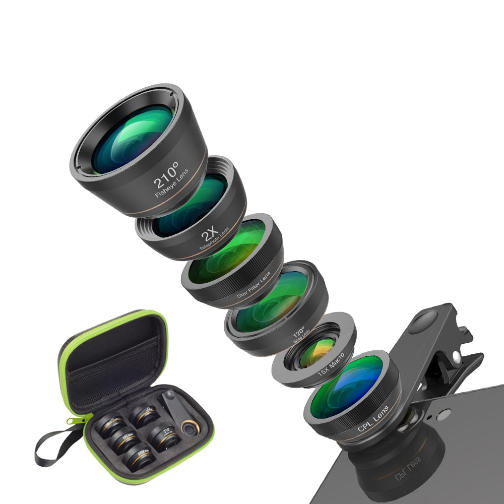 6-in-1 Smartphone Camera Lens Kit with Clip Mount by HitMyNeed