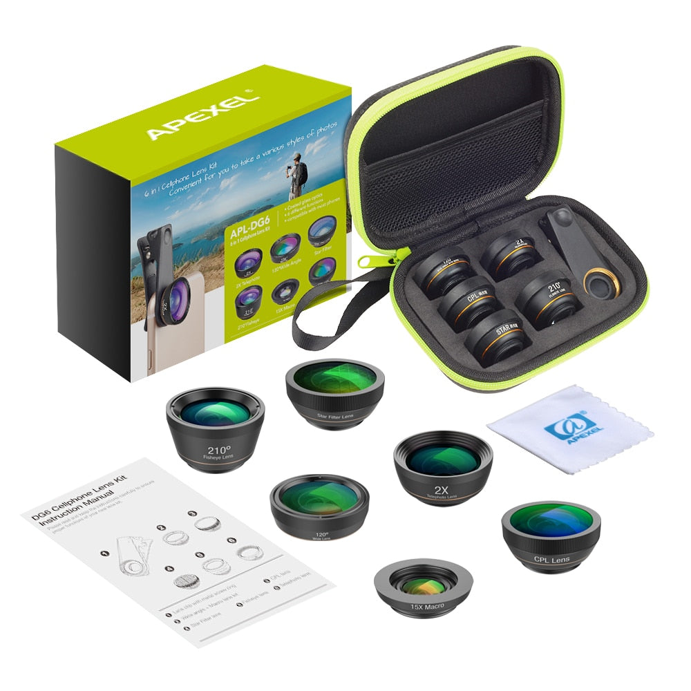 6-in-1 Smartphone Camera Lens Kit with Clip Mount by HitMyNeed