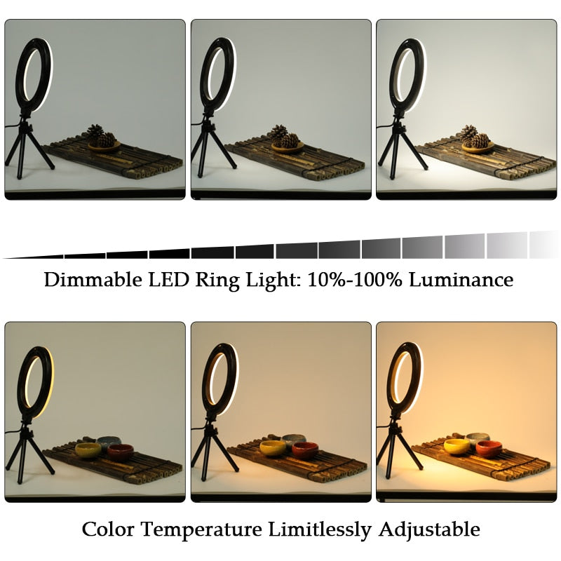 6" LED Ring Light with Tripod, 3200K-5600K Dimmable by HitMyNeed