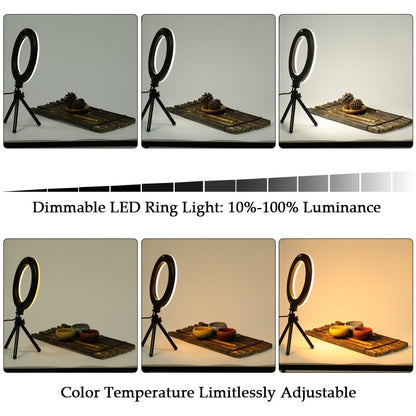 6" LED Ring Light with Tripod, 3200K-5600K Dimmable by HitMyNeed
