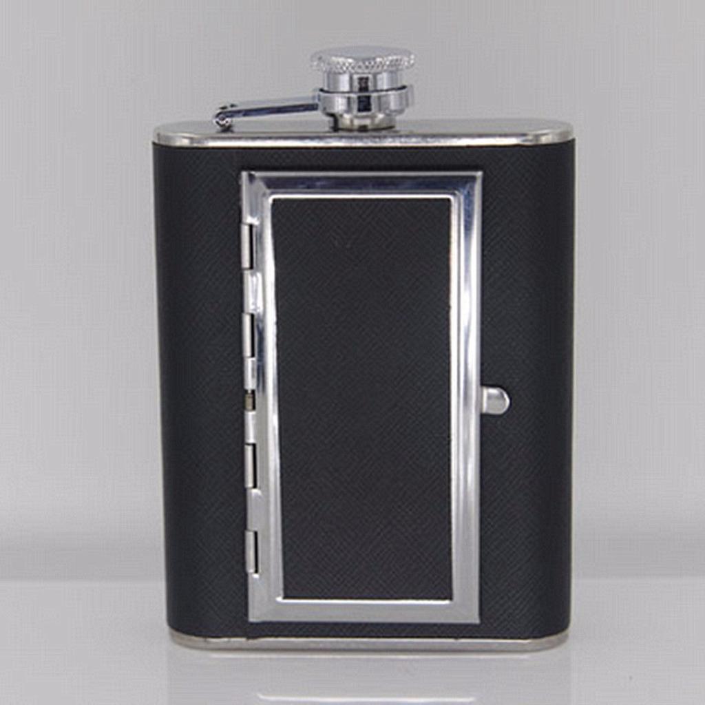 6 oz Stainless Steel Hip Flask with Cigarette Holder by HitMyNeed