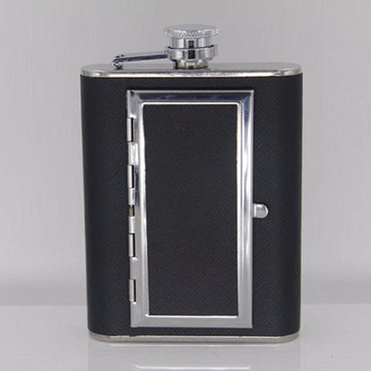 6 oz Stainless Steel Hip Flask with Cigarette Holder by HitMyNeed