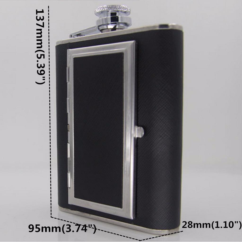 6 oz Stainless Steel Hip Flask with Cigarette Holder by HitMyNeed