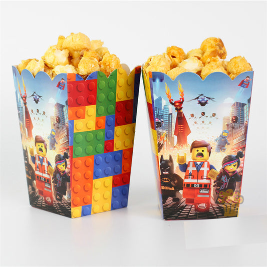 6 Pack Lego Land Popcorn Boxes Party Favors by HitMyNeed