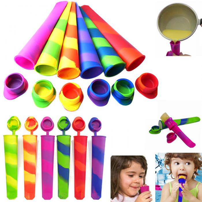 6 Pack Reusable Silicone Push Popsicle Molds by HitMyNeed