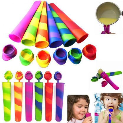 6 Pack Reusable Silicone Push Popsicle Molds by HitMyNeed
