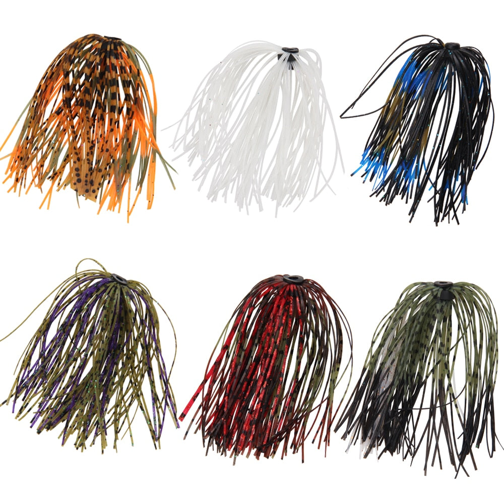 6-Pack Silicone Fishing Jig Skirts - DIY Lure Replacement Bundles (50 Strands) by HitMyNeed