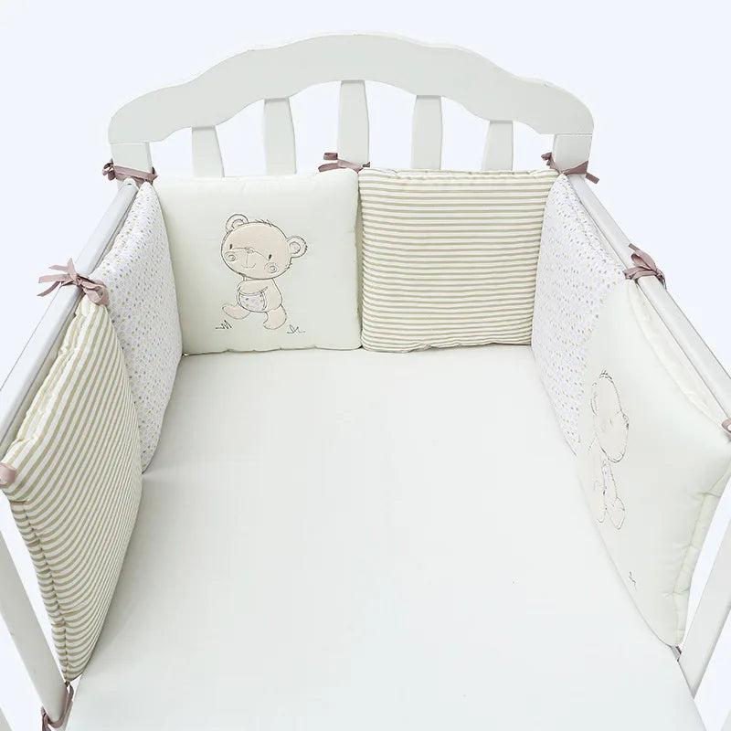 6-Piece Baby Crib Bumper Pad Set, Cotton Blend light-bear by HitMyNeed