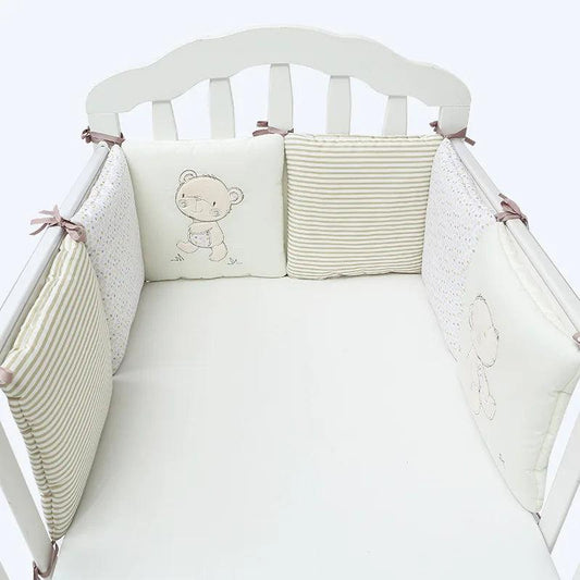 6-Piece Baby Crib Bumper Pad Set, Cotton Blend light-bear by HitMyNeed