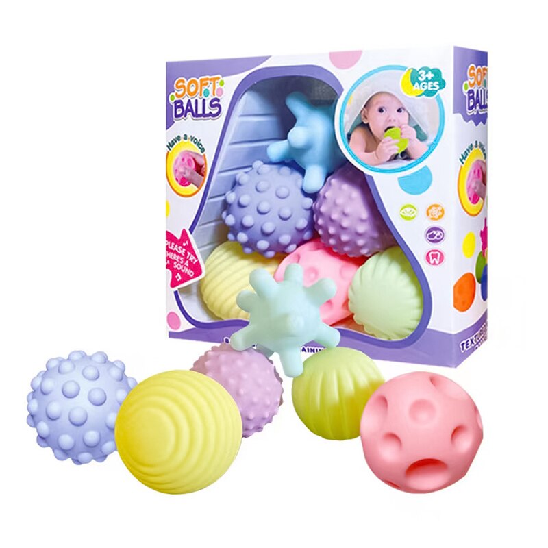 6-Piece Baby Sensory Ball Set with Rattle by HitMyNeed