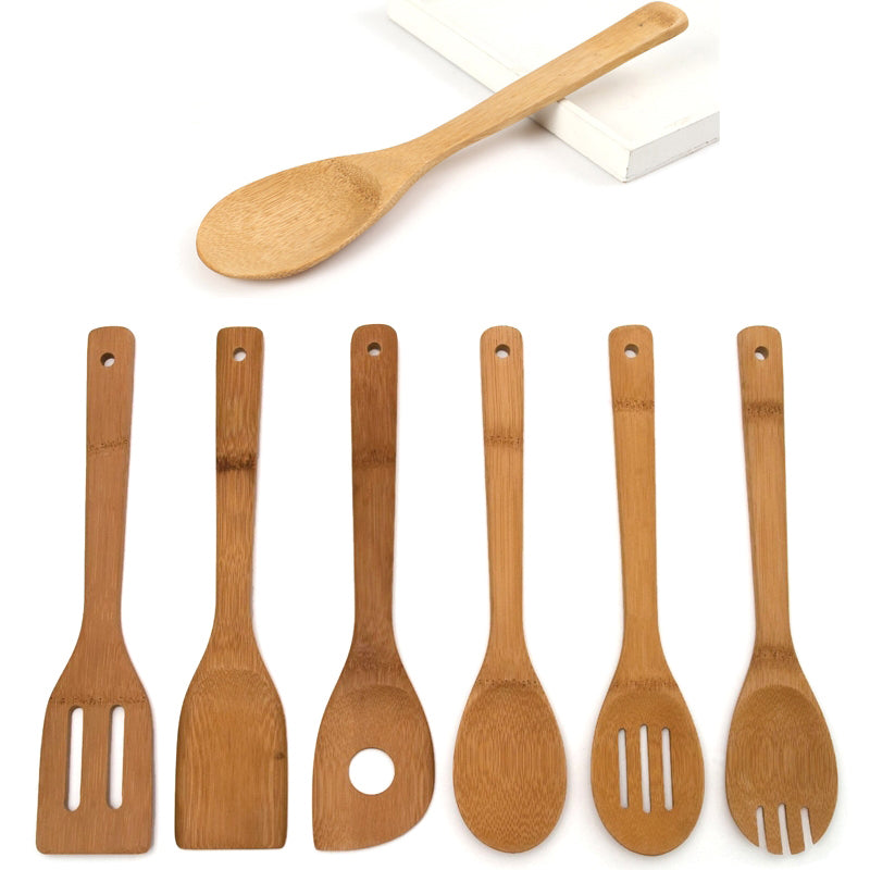 6-Piece Bamboo Wooden Cooking Utensil Set by HitMyNeed