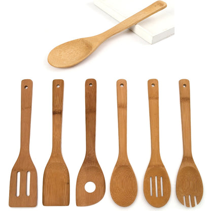 6-Piece Bamboo Wooden Cooking Utensil Set by HitMyNeed