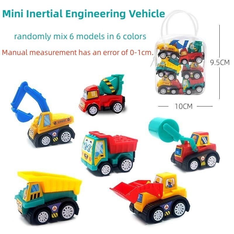 6-Piece Mini Pull-Back Construction Truck Set by HitMyNeed