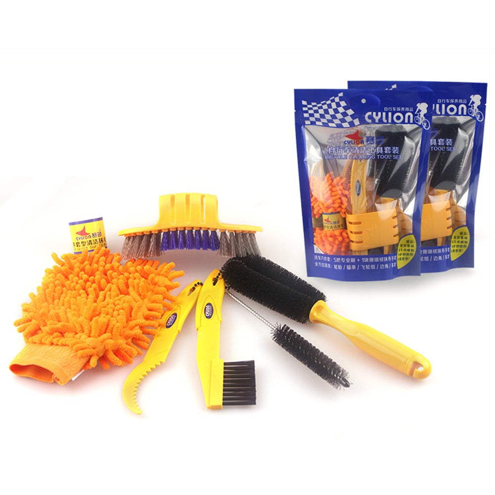 6-Piece Portable Bike Cleaning Brush & Glove Kit by HitMyNeed