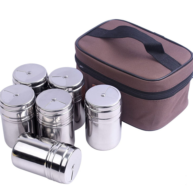 6-Piece Stainless Steel BBQ Spice Shaker Set by HitMyNeed