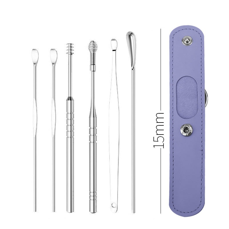 6-Piece Stainless Steel Ear Cleaning Tool Set 6pcs-3 by HitMyNeed