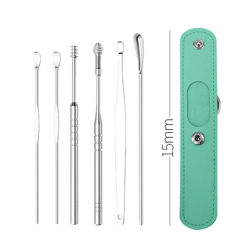 6-Piece Stainless Steel Ear Cleaning Tool Set 6pcs-5 by HitMyNeed