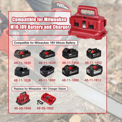 6 Port Charger for Milwaukee M18 18V Batteries by HitMyNeed
