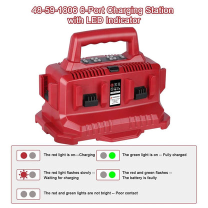 6 Port Charger for Milwaukee M18 18V Batteries by HitMyNeed