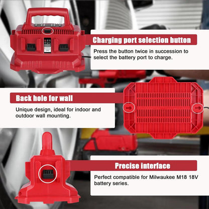 6 Port Charger for Milwaukee M18 18V Batteries by HitMyNeed