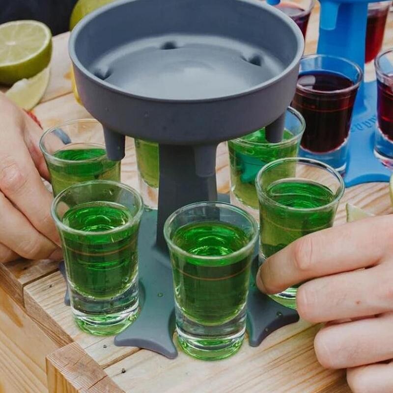 6 Shot Dispenser and Holder Set with Shot Glasses by HitMyNeed