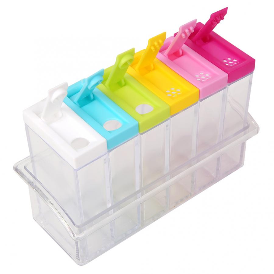 6-Slot Condiment Holder with Color-Coded Lids by HitMyNeed
