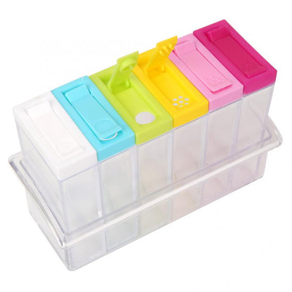 6-Slot Condiment Holder with Color-Coded Lids by HitMyNeed