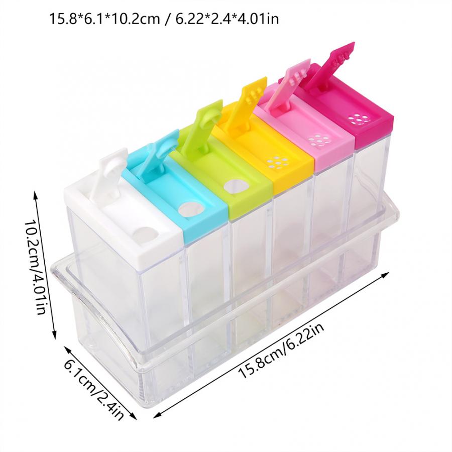 6-Slot Condiment Holder with Color-Coded Lids by HitMyNeed