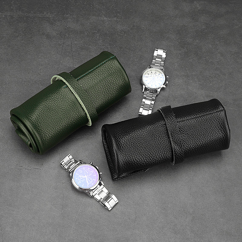 6-Slot Leather Watch Roll Travel Organizer by HitMyNeed