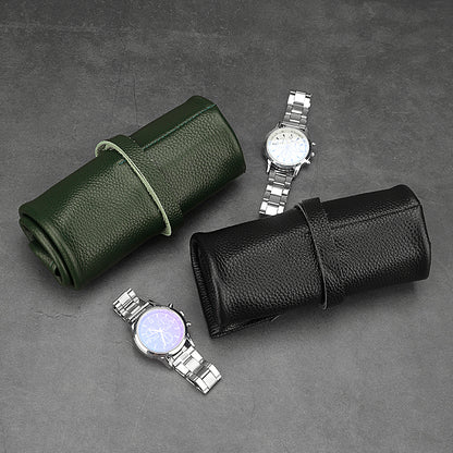 6-Slot Leather Watch Roll Travel Organizer by HitMyNeed