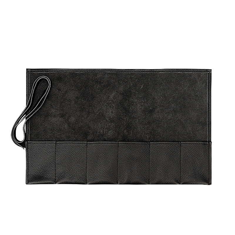 6-Slot Leather Watch Roll Travel Organizer black by HitMyNeed